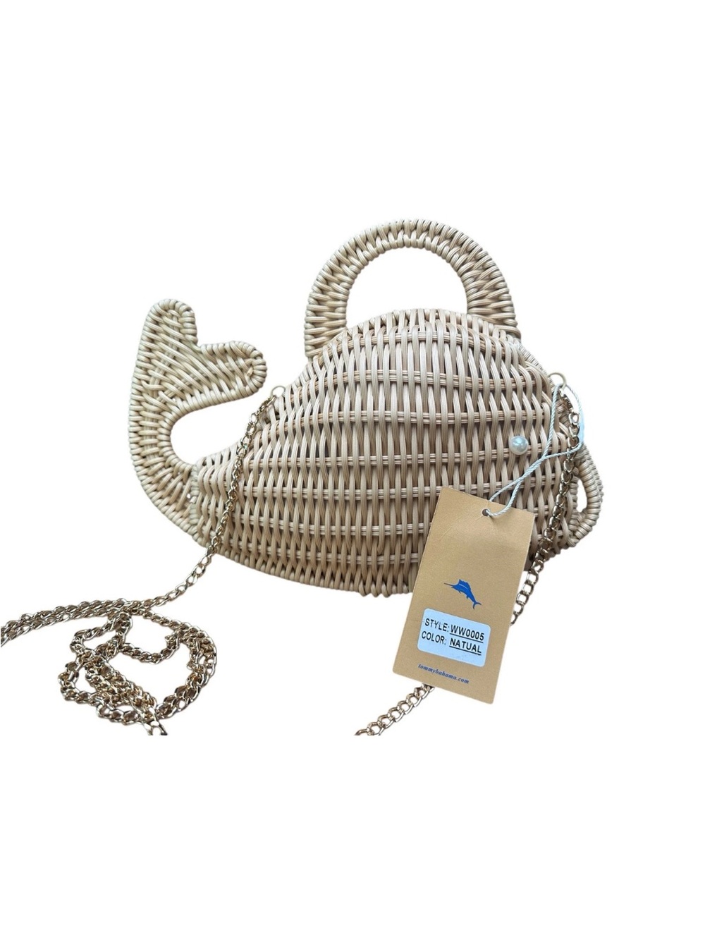 NWT Tommy Bahama Wicker Woven Whale Crossbody Purse Bag - Picture 2 of 2